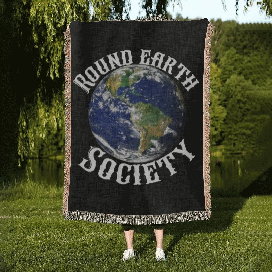 Round earth society Woven Blankets