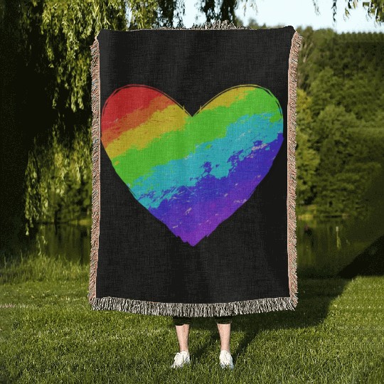 love rainbow pride Woven Blankets
