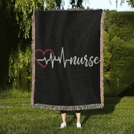 Heart Beat Nurse Woven Blankets