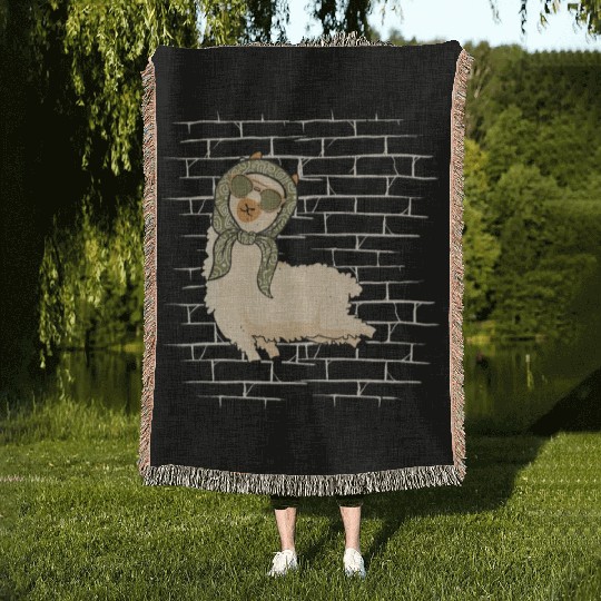 Llama Sunglasses Scarf Woven Blankets