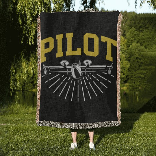 Pilot Private Small Airplane Aircraft Woven Blankets