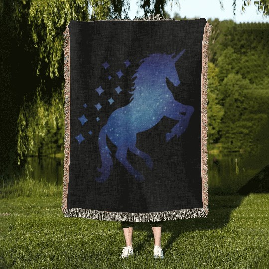Cosmic Unicorn Outer Space Unicorn Galaxy Woven Blankets