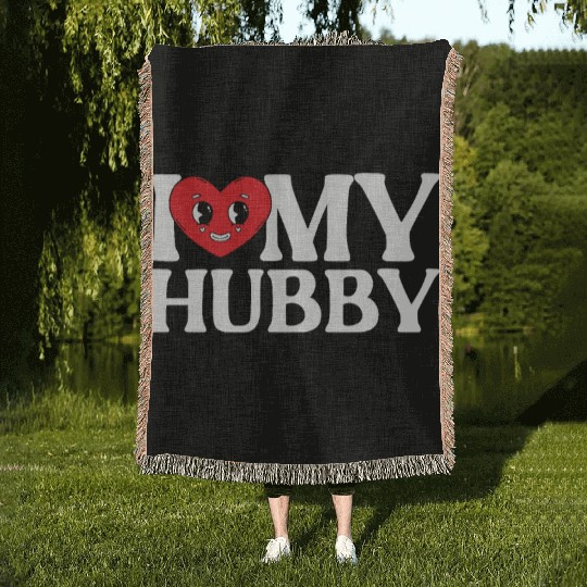 I Love My Hubby Valentines Day Marriage Cupid Love Woven Blankets
