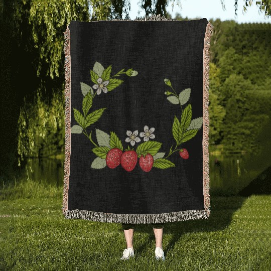 Thank you berry much, cute pun with strawberry Woven Blankets