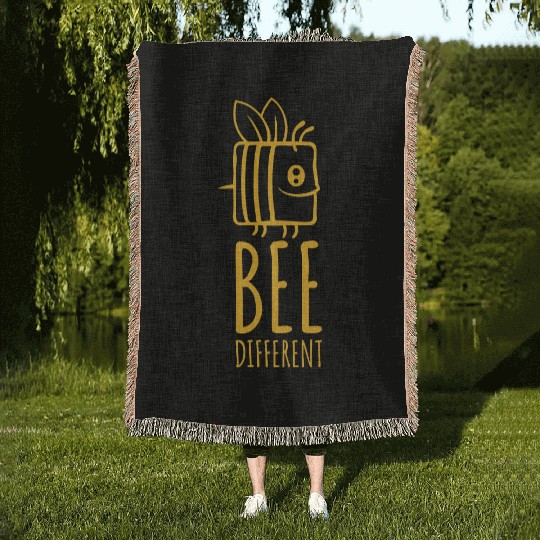 bee different saying quote Woven Blankets