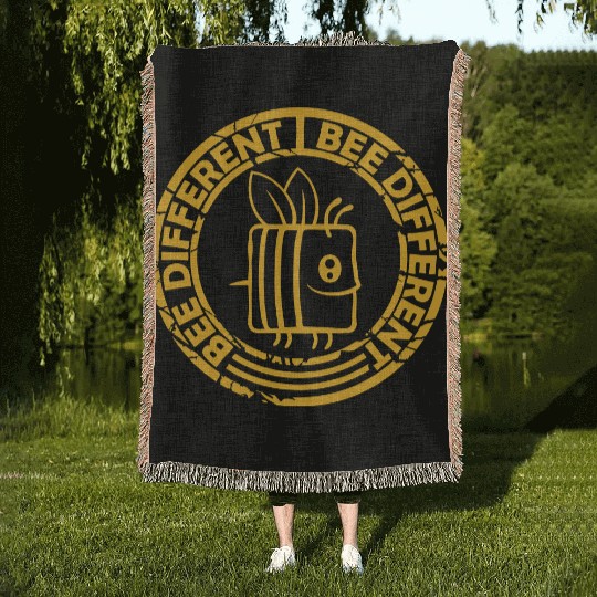 bee different saying quote Woven Blankets