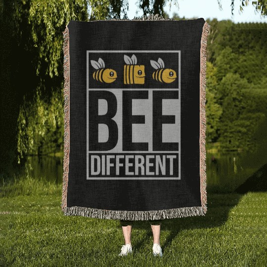 bee different saying quote Woven Blankets