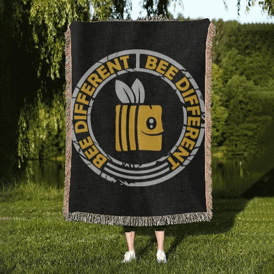 bee different saying quote Woven Blankets