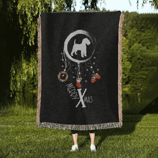 dog dreamcatcher Christmas Lakeland Terrier Woven Blankets