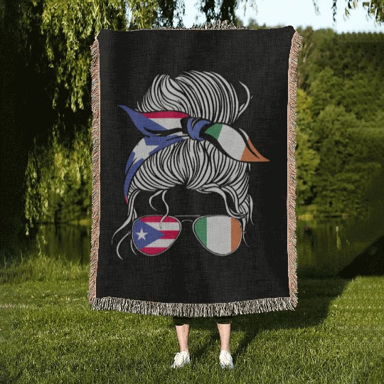 Puerto Rico Flag Ireland Grown Women Girl Country Woven Blankets