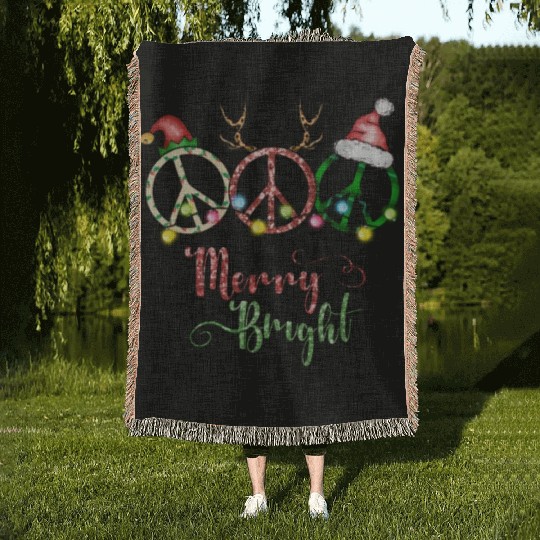 Xmas Christmas Stay Merry and Bright Woven Blankets