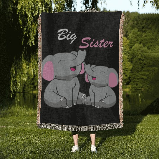 Elephants - Big Sister Woven Blankets