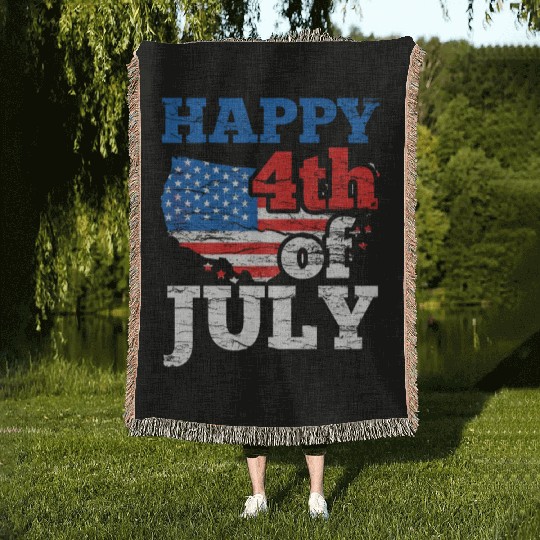 Happy 4Th Of July American USA US America Woven Blankets