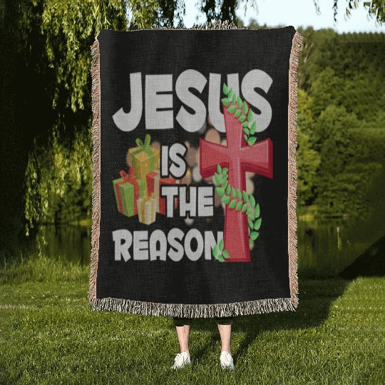 Jesus Is The Reason For The Season Christian Woven Blankets