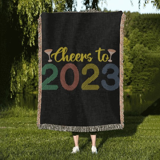 Wine Cheers To 2023 New Year Hello 2023 New Year Woven Blankets