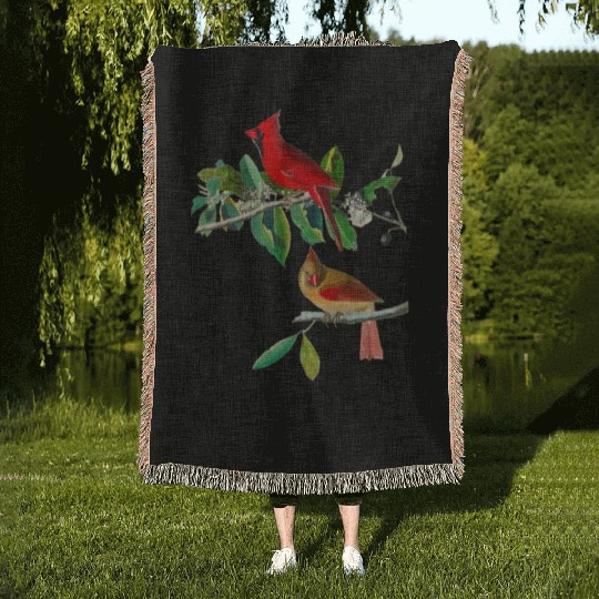 Cardinal Grosbeak from Birds of America Woven Blankets