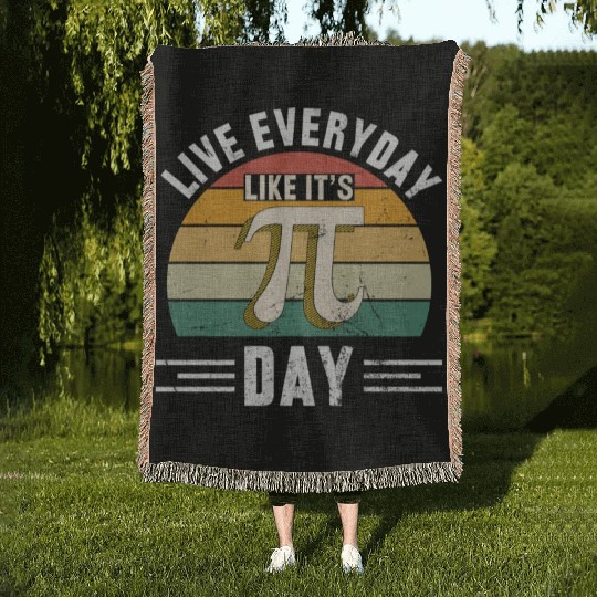 Live Every Day Like it's Pi-Day - Funny Vintage Pi Woven Blankets