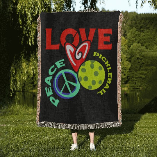 I Love Pickleball Funny Pickle Ball Player Woven Blankets