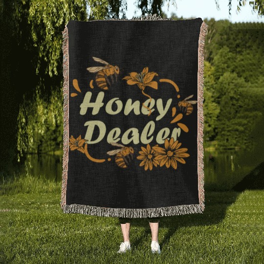 Honey Dealer Bee Honeycomb Farmer Beekeeper Beehiv Woven Blankets