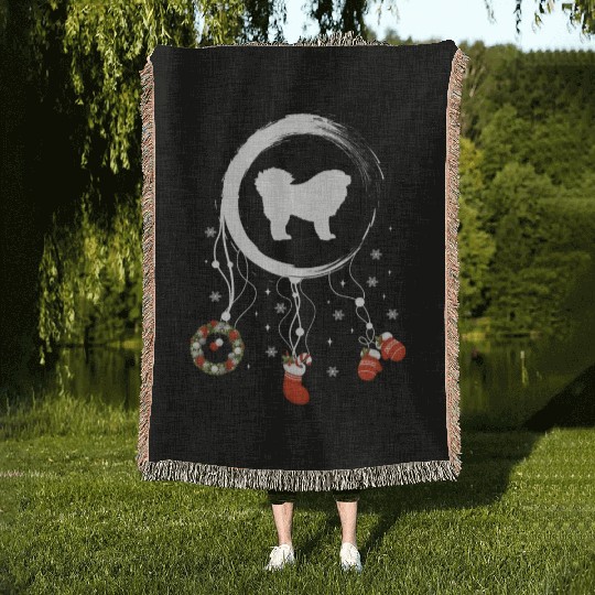 dog dreamcatcher Christmas Tibetan Mastiff Woven Blankets