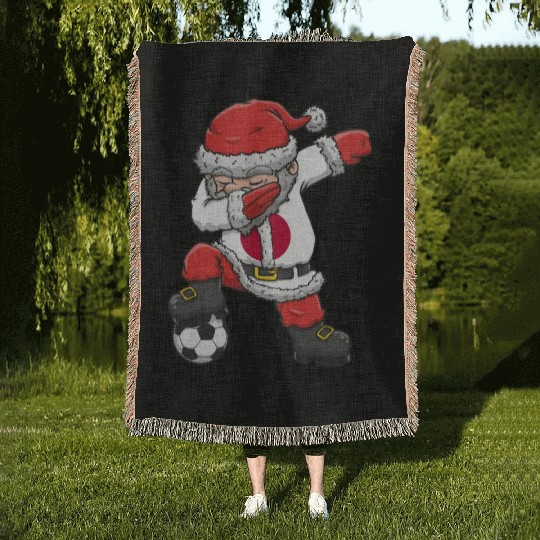 Soccer Boy Dabbing Santa Christmas Jersey Japan Woven Blankets