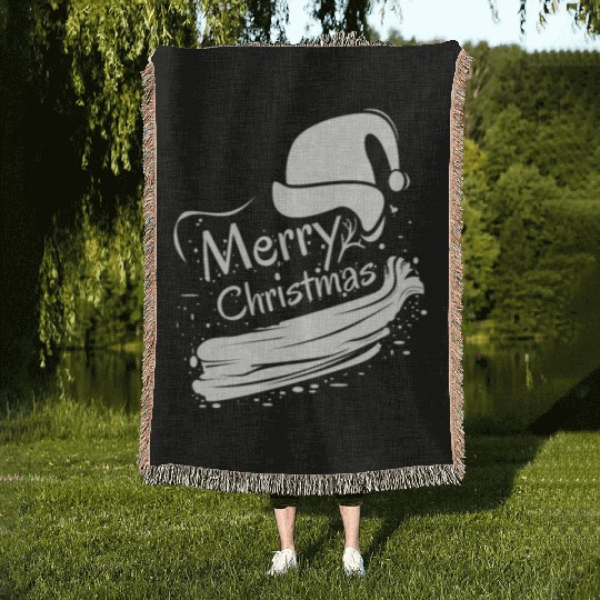 Merry christmas typography Woven Blankets
