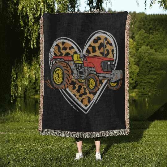 Tractors Love Harvester Driver Farmer Farm Leopard Woven Blankets