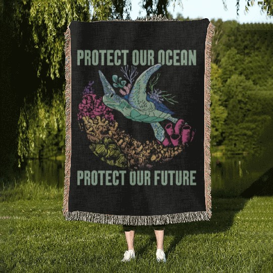 Marine Biology Protect Our Ocean Loves Marine Life Woven Blankets