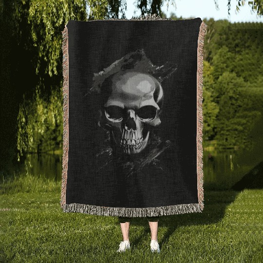 Silver Skull Woven Blankets