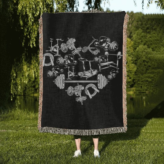 Fitness Working Gym Out Heart Valentine Day Gymer Woven Blankets