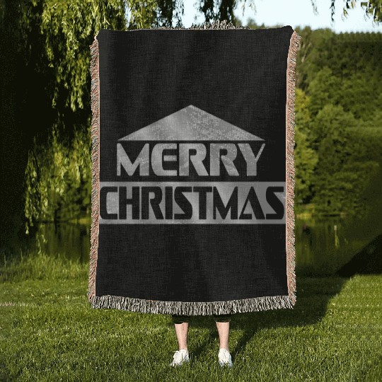 Merry christmas silver Woven Blankets