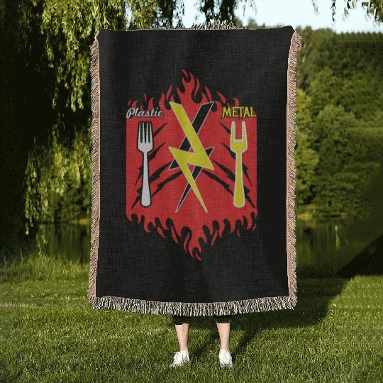 Rock Sign Fork Metal Kid Music Lover Rocker Woven Blankets