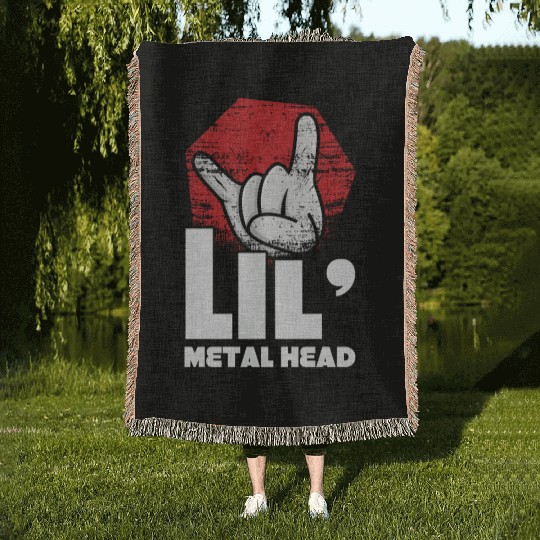 Rock Sign Rock Hand Little Metal Kid Music Lover Woven Blankets
