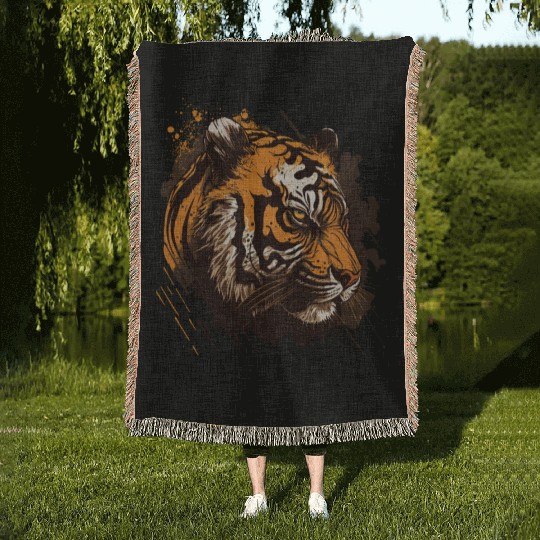 Scary Tiger Woven Blankets