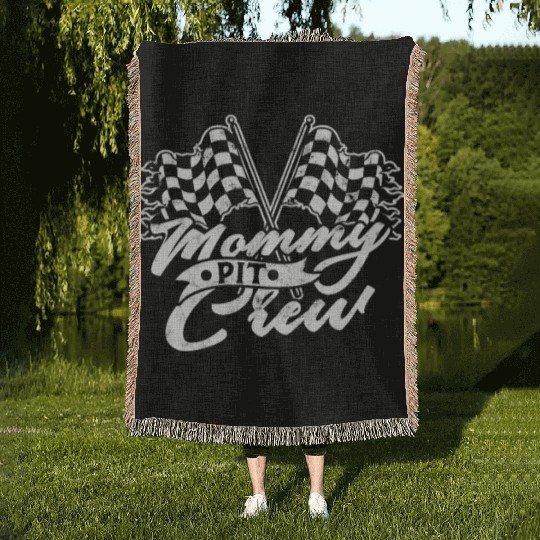 Mommy Pit Crew - racing Woven Blankets