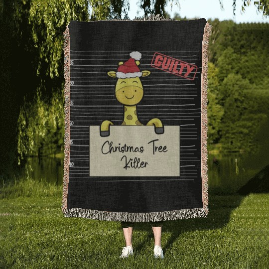 Giraffe christmas funny prison Woven Blankets