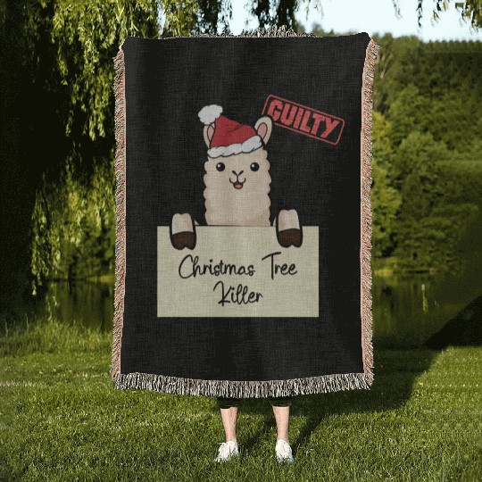 Llama christmas funny prison Woven Blankets