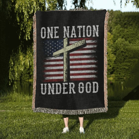 One Nation Under God America US USA American Woven Blankets