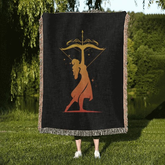 Sagittarius Archer Zodiac Fire Sign Woven Blankets