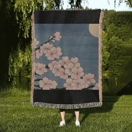 Ukiyo-e Sakura, Japanese Print Woven Blankets