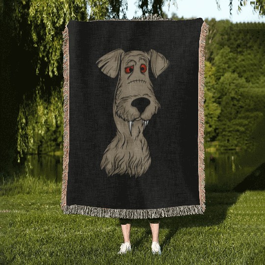 Scary Gray Dog Owners Pet Lover Gift Ideas Woven Blankets