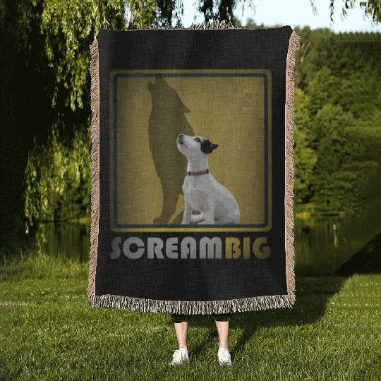 Dog sweet Puppy Jack Russell, Scream Big Wolf Woven Blankets