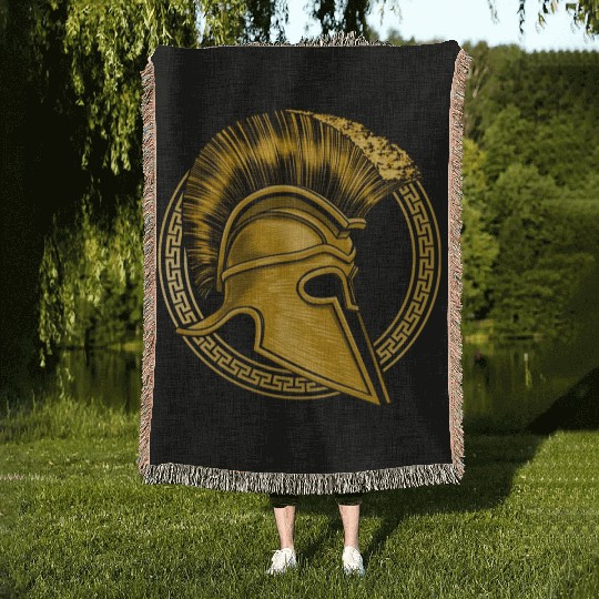 Gold Gladiator Sparta Greek Gym Workout Woven Blankets