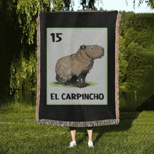 El Carpincho Mexican Capybara Cards Woven Blankets