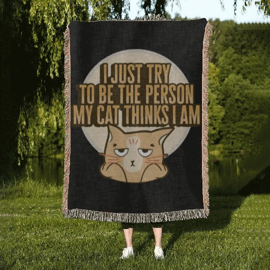 Cat Meme Design for a Cat Lady or Cat Mom Woven Blankets