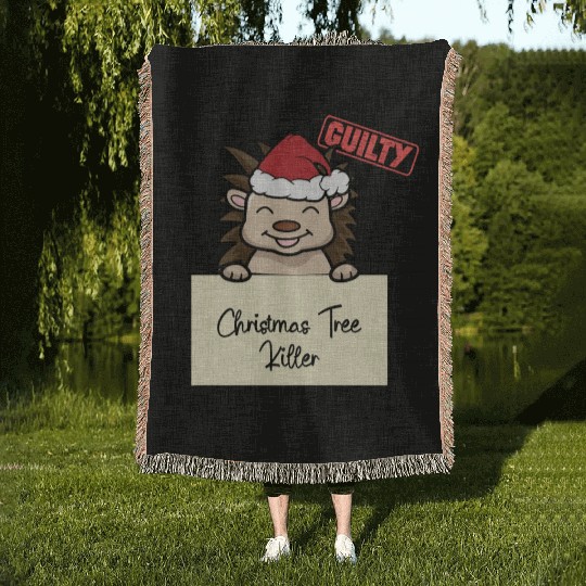 Hedgehog christmas funny prison Woven Blankets