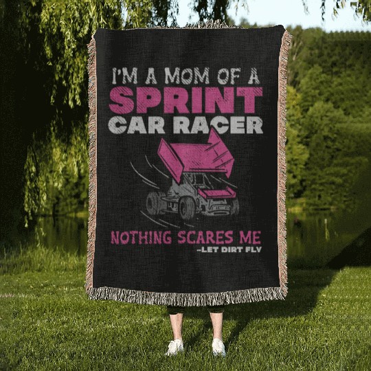 Mom Of A Sprint Car Racer Race Day Driver Mother P Woven Blankets