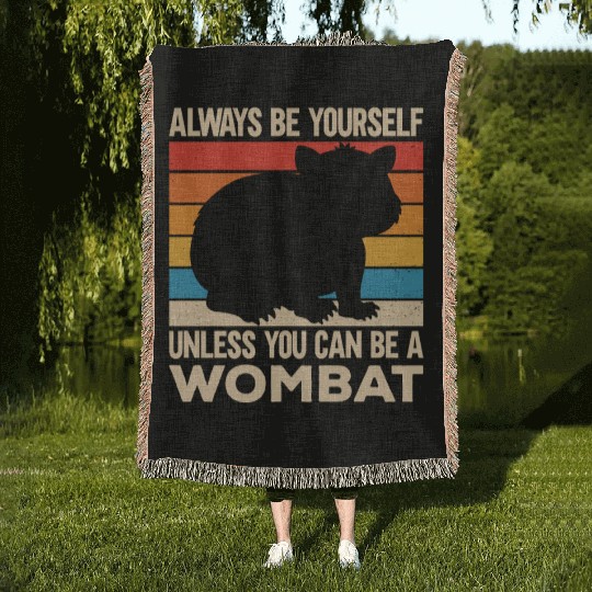 Native Australian Animal Lovers Cute Wombat Woven Blankets