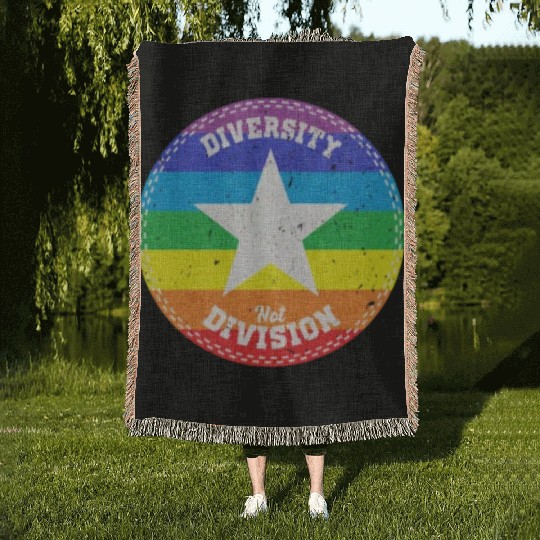 Diversity not Division Peace Love Inclusionn Human Woven Blankets