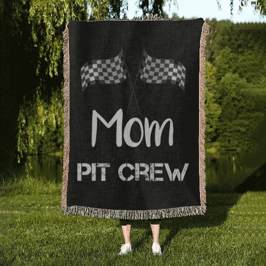 Mom Pit Crew Woven Blankets